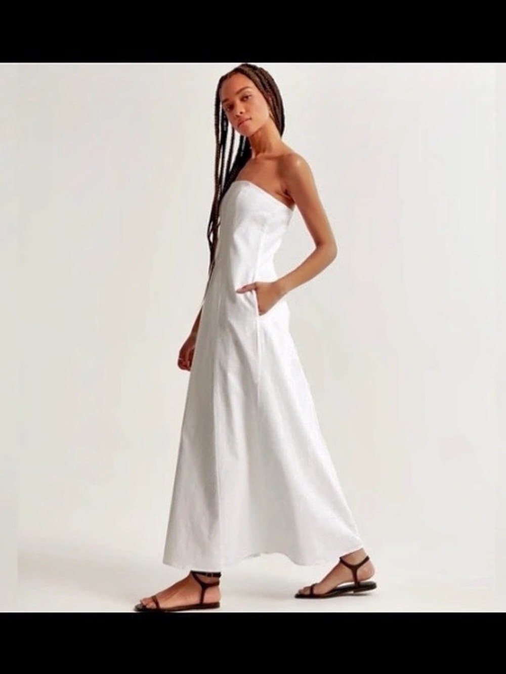 Abercrombie & Fitch Strapless Skimming Linen-Blend Maxi Dress